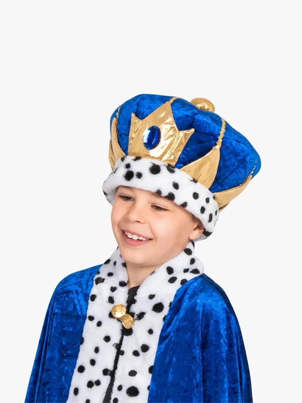 Kungakrona Sammet Blå för Barn - One size