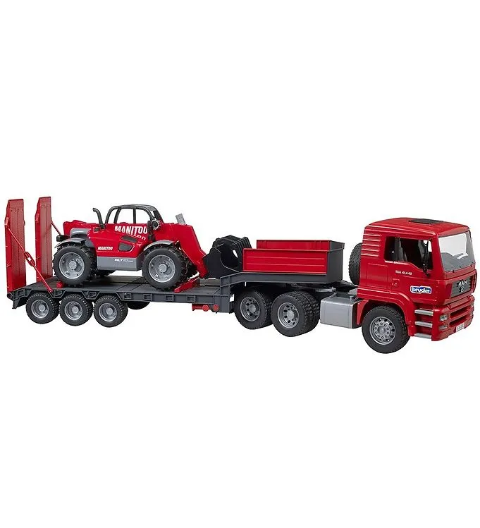 Bruder MAN TGA Low loader truck with Manitou telehandler toy