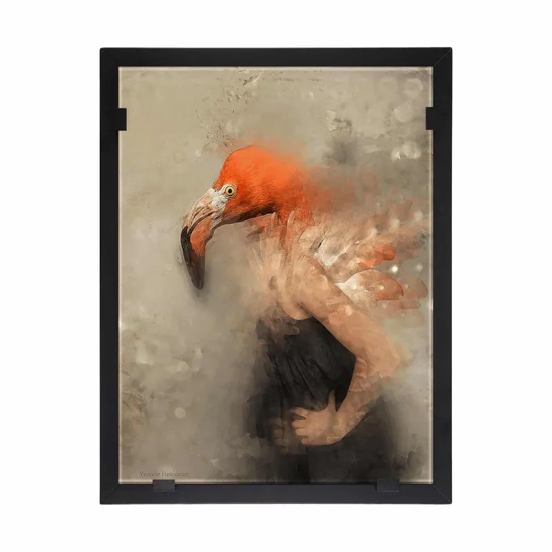 Glasvision – Tavla – Konstglas – – Flamingo Flamenco Design Yvonne Heinonen