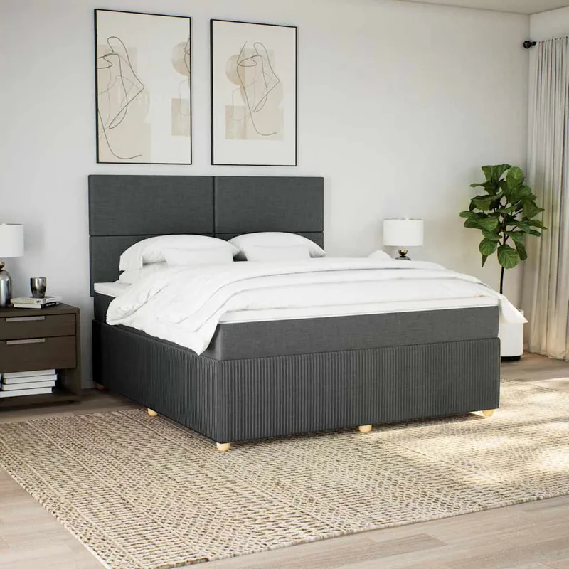 vidaXL Ramsäng med madrass mörkgrå 180×200 cm tyg (#3110)