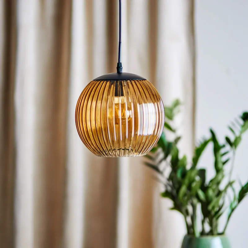 Sybia hänglampa, brun, glas, Ø 23 cm - Bloomingville - Matsal - Skandinavisk - Klot