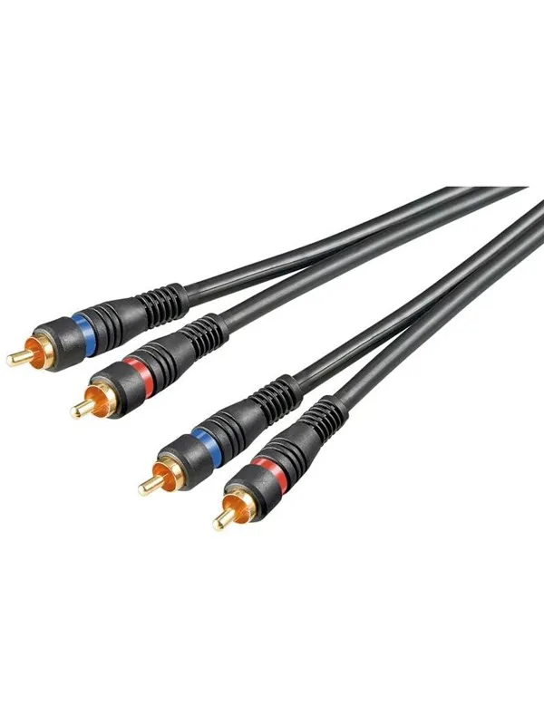 Stereoanslutningskabel 2x RCA, dubbelt skärmad