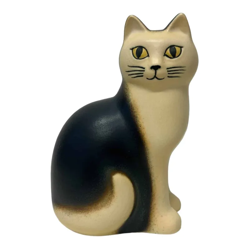 Gustavsberg – Katten Måns Midi Svart Katt med Vit svans Designer Lisa Larson
