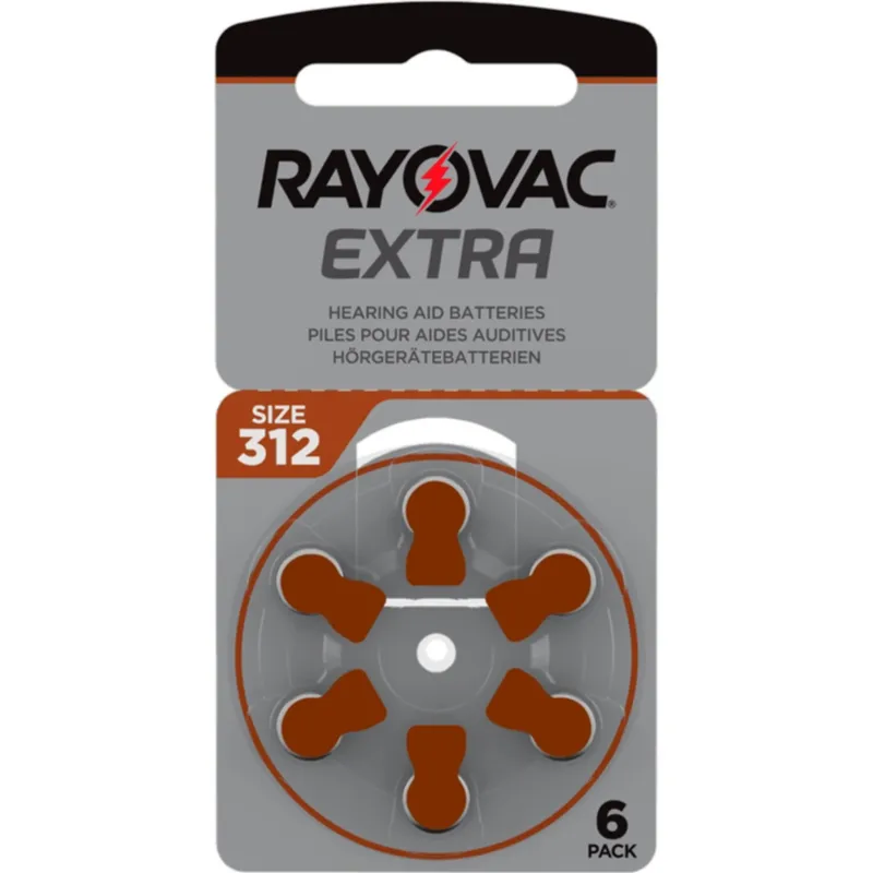 Rayovac Extra Hörapparatsbatterier 312 brun 6-pack