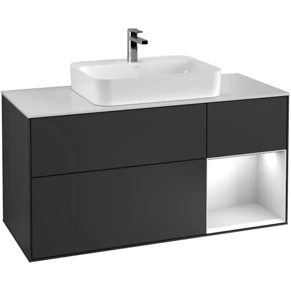 Tvättställsskåp Villeroy & Boch Finion med 3 Lådor Hylla och Bänkskiva för Ytmonterat Tvättställ (#0302)