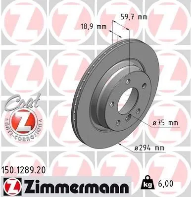 Bromsskiva ZIMMERMANN 150.1289.20