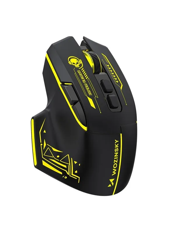 Wozinsky WMGB-1181 Wireless Optical Gaming Mouse 3200 DPI with Built-in Battery and Backlight - Black and Yellow - Gamingmus - Optisk LED - 4 knappar - Svart