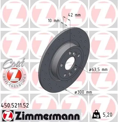 Bromsskiva ZIMMERMANN 450.5211.52