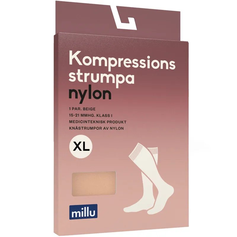 Millu Kompressionsstrumpa Nylon Beige XL 1 par