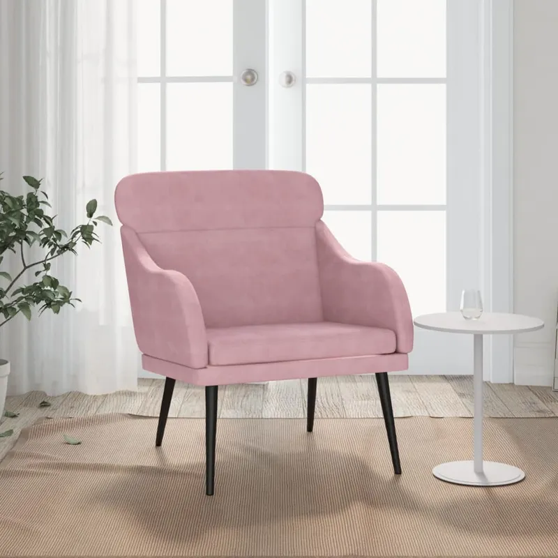 vidaXL Fåtölj rosa 63x76x80 cm sammet (#6452)