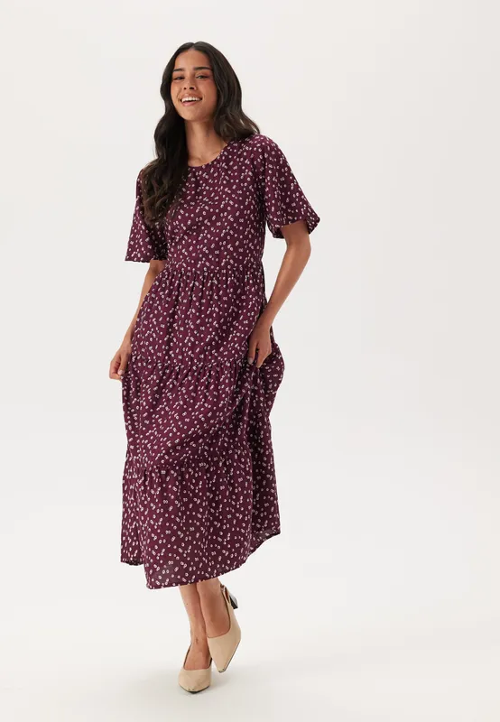 Butterfly Sleeve Viscose Midi Dress (#8114)
