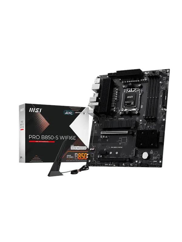 Msi Pro B850-S WIFI6E Moderkort - AMD B850 - AMD AM5 - DDR5 RAM - Atx
