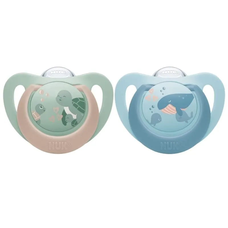 NUK First Choice Classic Napp 2-Pack Stl 3, Turtle/Whale