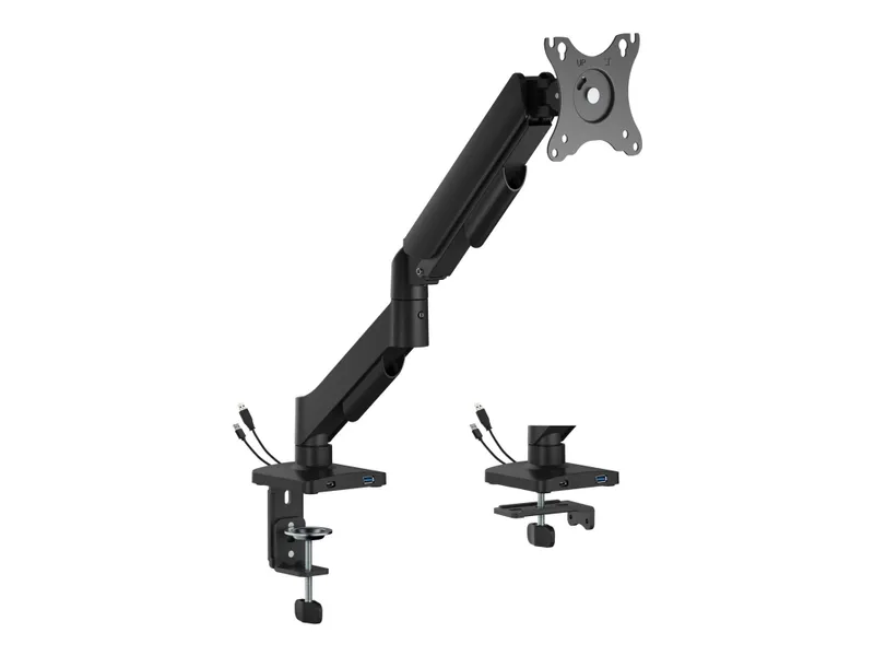 Gembird - Monteringssats (monteringsarm, ögle/skrivbordsklämma fäste) - justerbar - för platt panel - USB-portar - stål, plast - svart av fin textu…
