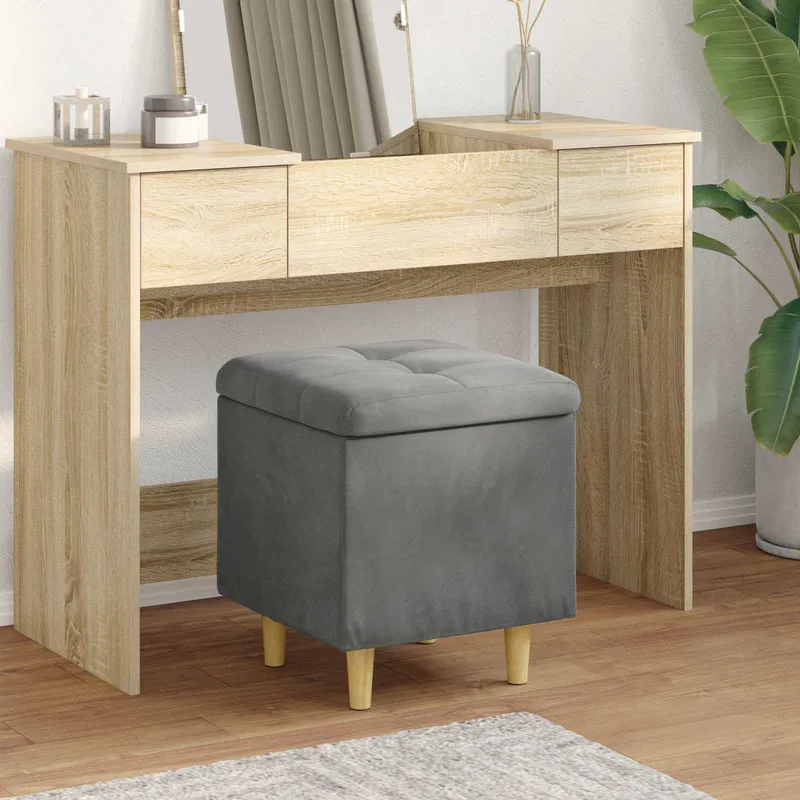 vidaXL Ottoman med förvaring Mörkgrå 40 x 40 x 45 cm Sammet