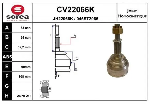 Ledsats, drivaxel EAI CV22066K