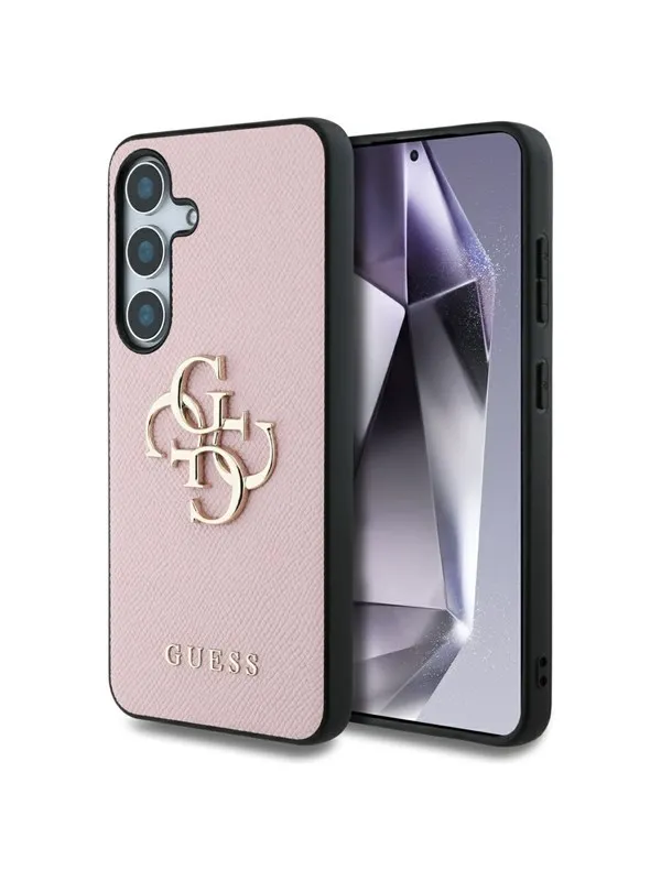 GUESS Grained Big 4G Logo Small Classic Logo case for Samsung Galaxy S25 pink