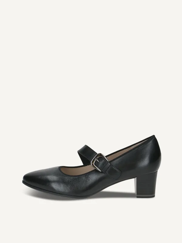 CAPRICE Pumps, black, made of Leather with Block heel, Size 37.5