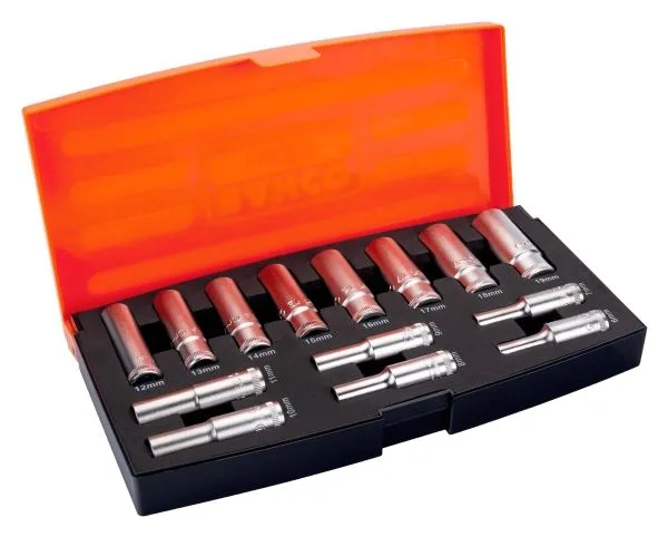 BAHCO socket set 3/8 lang 14 pieces 6-19mm