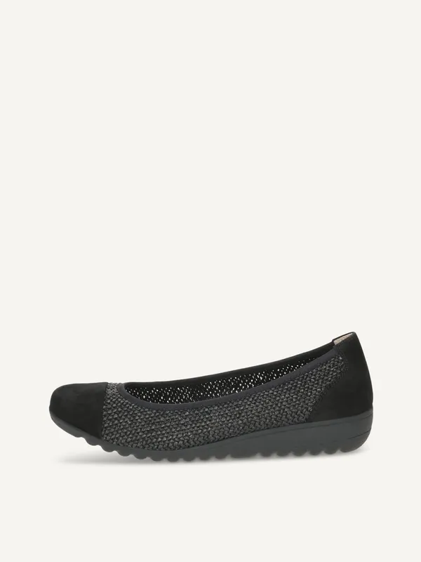 CAPRICE Ballerina, black, made of Leather and synthetic, Size 38