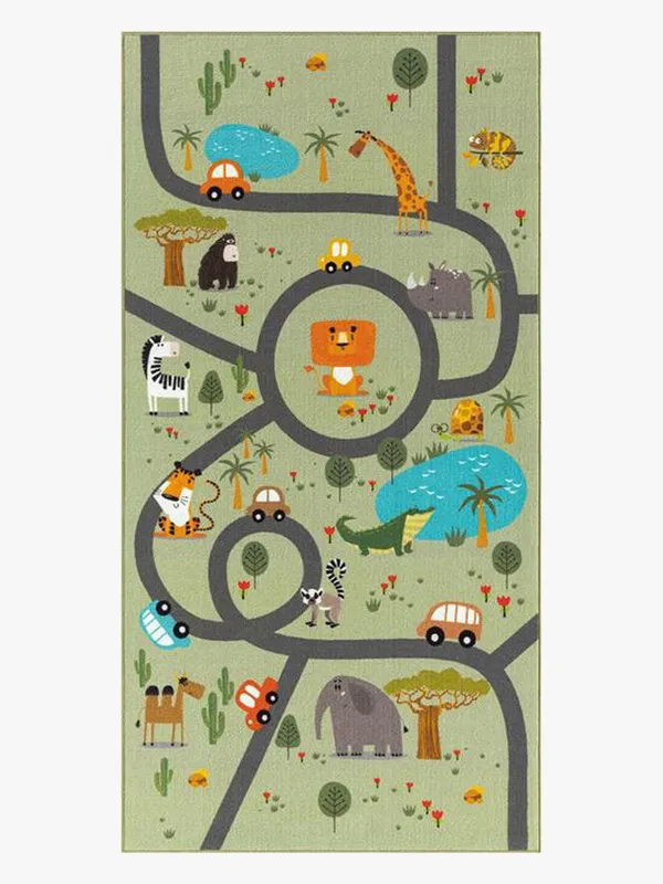 KMCarpets Play Animals Barnmatta 80×150, Grön, Barnrum
