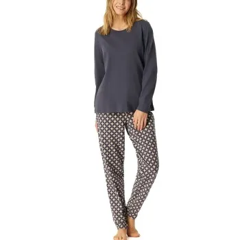 Schiesser Comfort Essentials Pyjama Set Mörkgrå bomull 4XL Dam