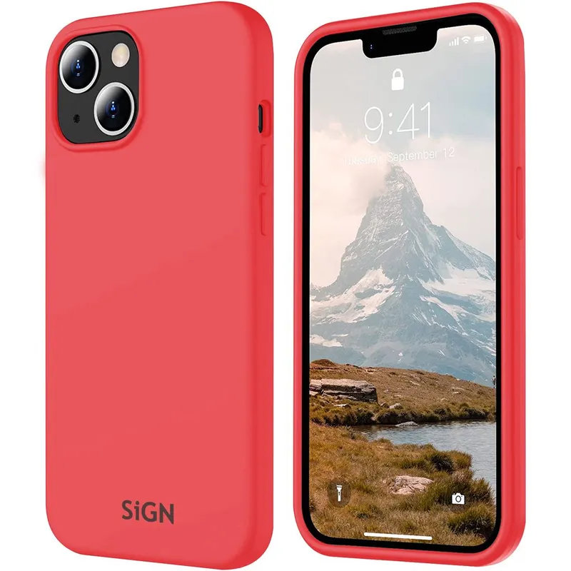 SiGN Liquid Silicone skal till iPhone 15 plus – Röd