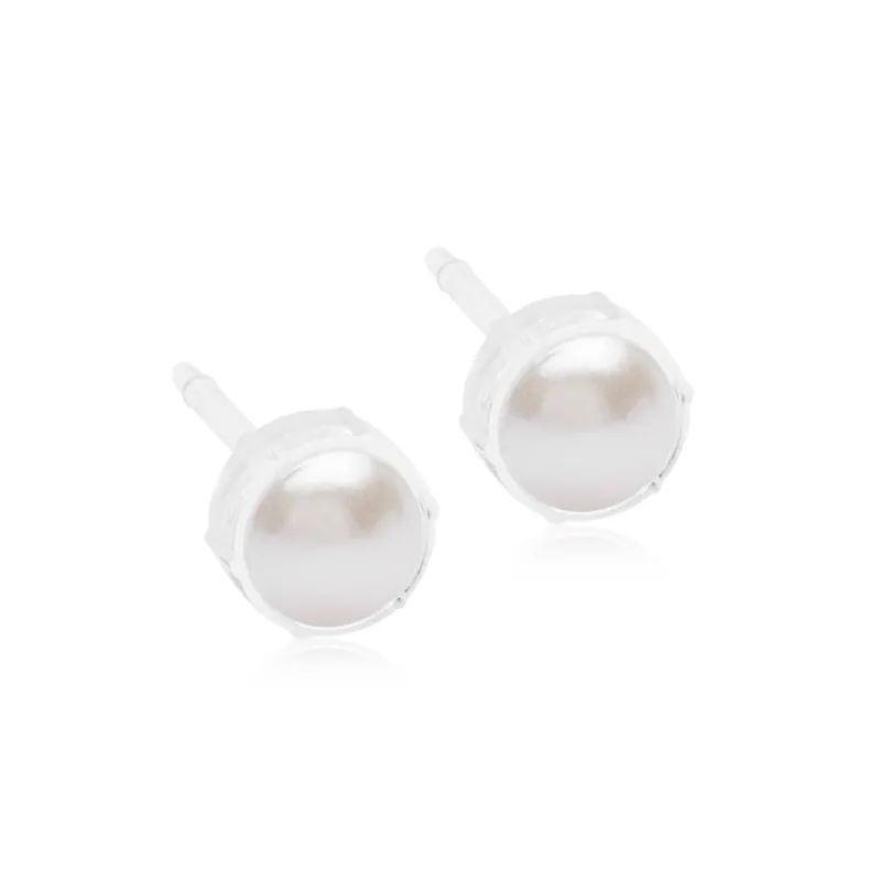 Blomdahl örhängen Blomdahl MP Bezel Pearl 6 mm White