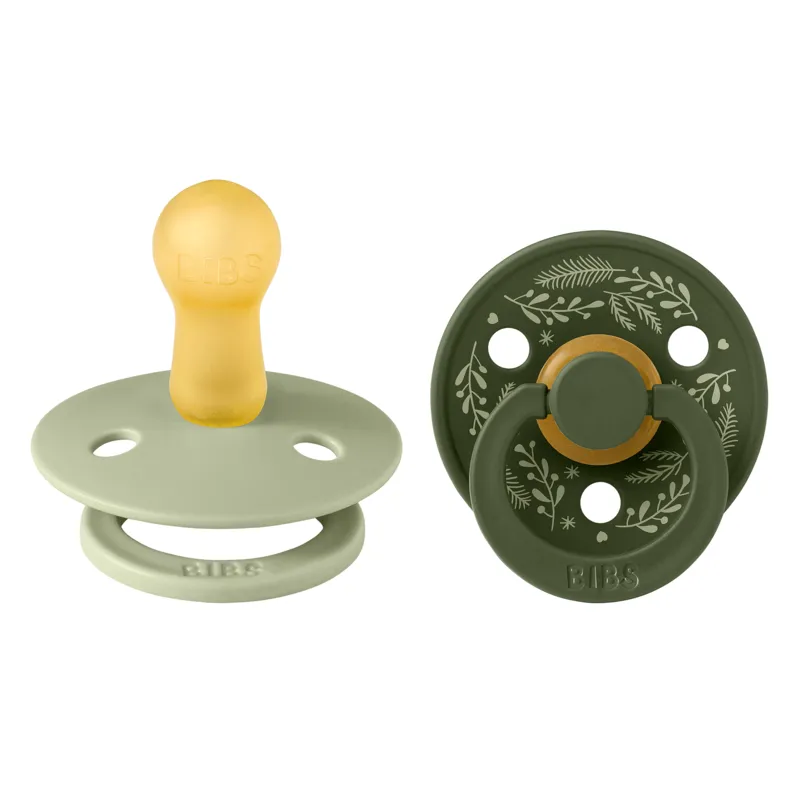 BIBS Colour Latexnapp 2-pack Size 2 Holiday Leaf (Sage/Hunter Green)