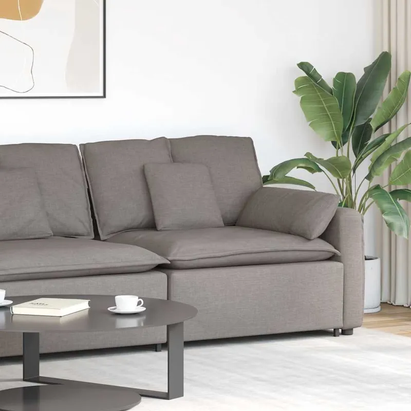 vidaXL Modulär soffa armstödsändmodul med dynor Taupe 100 cm