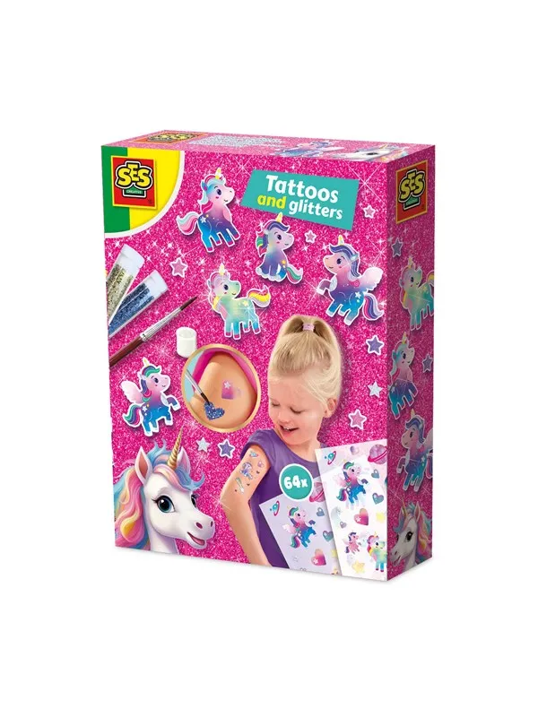 SES Creative Tatueringar Och Glitter - Enhörning
