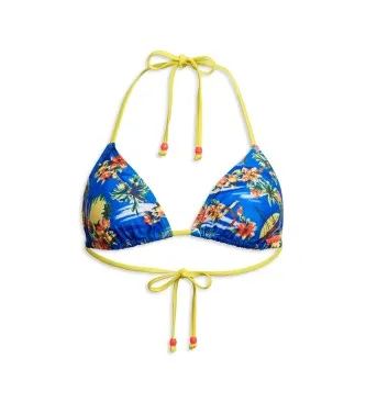 Superdry för kvinnor. W3010397A Triangelbikinitopp med blå band (XS), Strandkläder, Återvunnen polyester, Hållbar
