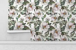 Fototapet - Vita och rosa blommor