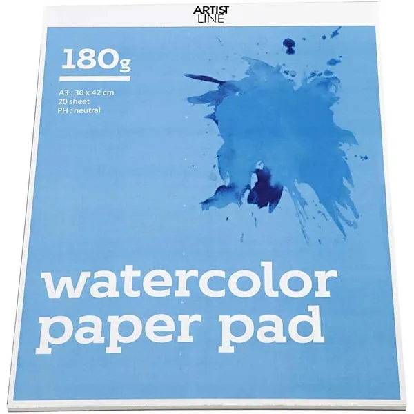 Block med Akvarellpapper A3 180g Vit 20 Ark