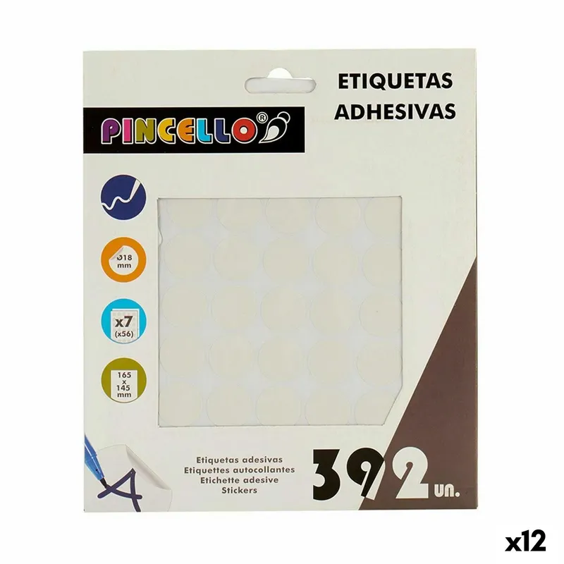 Självhäftande etiketter Pincello Vit Ø 18 mm 17 x 4 x 19,5 cm (12 antal)