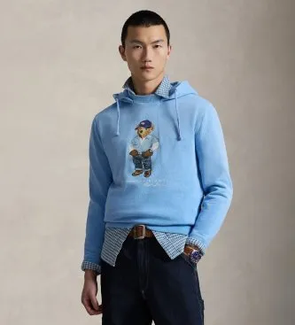 Polo Ralph Lauren för män. 710B14619001 Fleecetröja med blå Polo Bear (S), Casual, Bomull