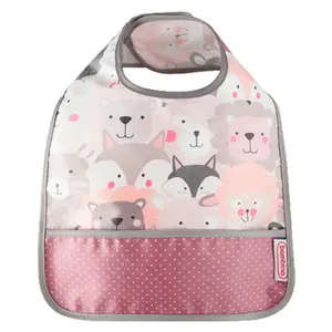 Bambino Easy wipe! Bib Grey/Pink 1 st