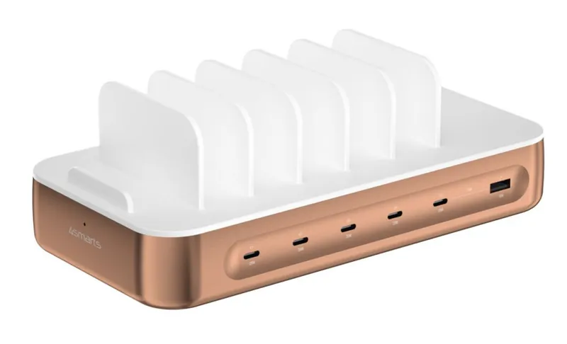 4smarts Charging station Team 100W 1x USB-A port 5x USB-C ports includes 6 cables copper