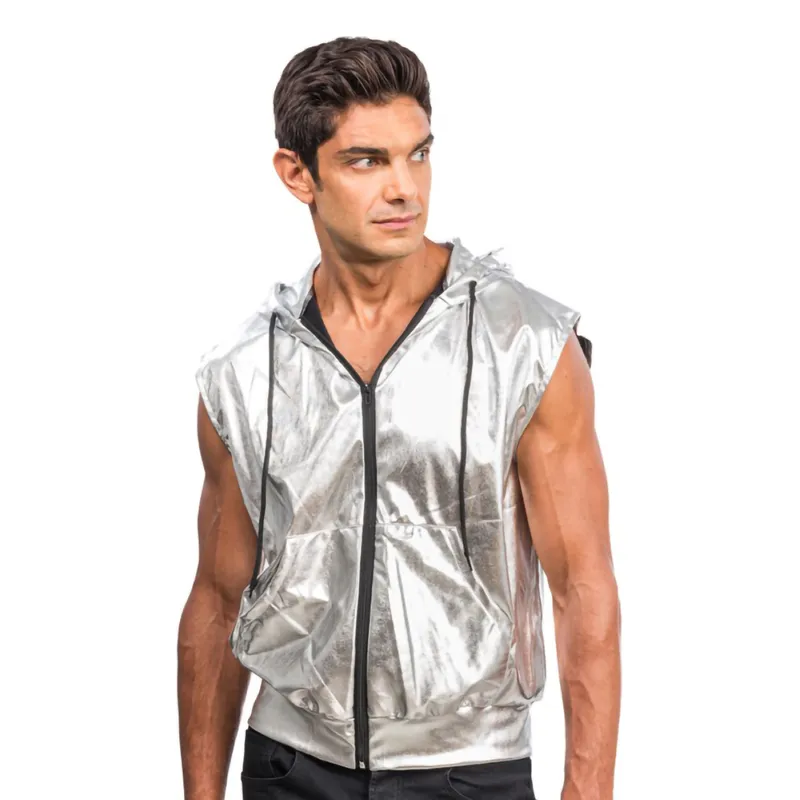 Ärmlös Hoodie Silver Metallic - X-Large