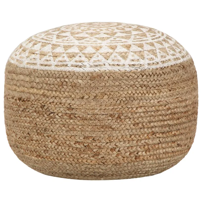 vidaXL Handgjord sittpuff vit 45×30 cm jute