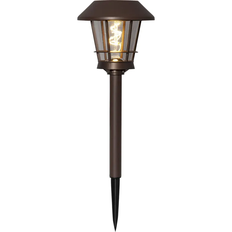 Star Trading Solcellspollare Fergus Brun 35cm