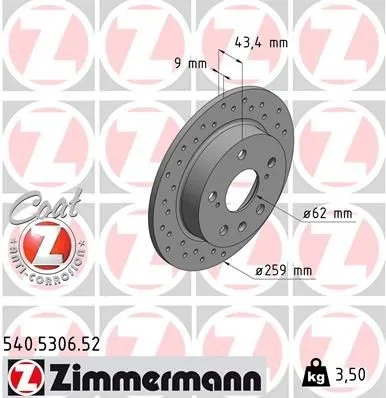 Bromsskiva ZIMMERMANN 540.5306.52