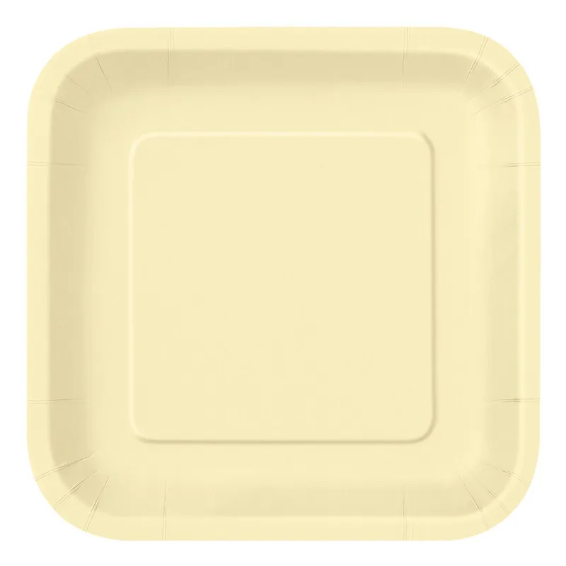 Papperstallrikar Kvadrat Elfenben – 14-pack