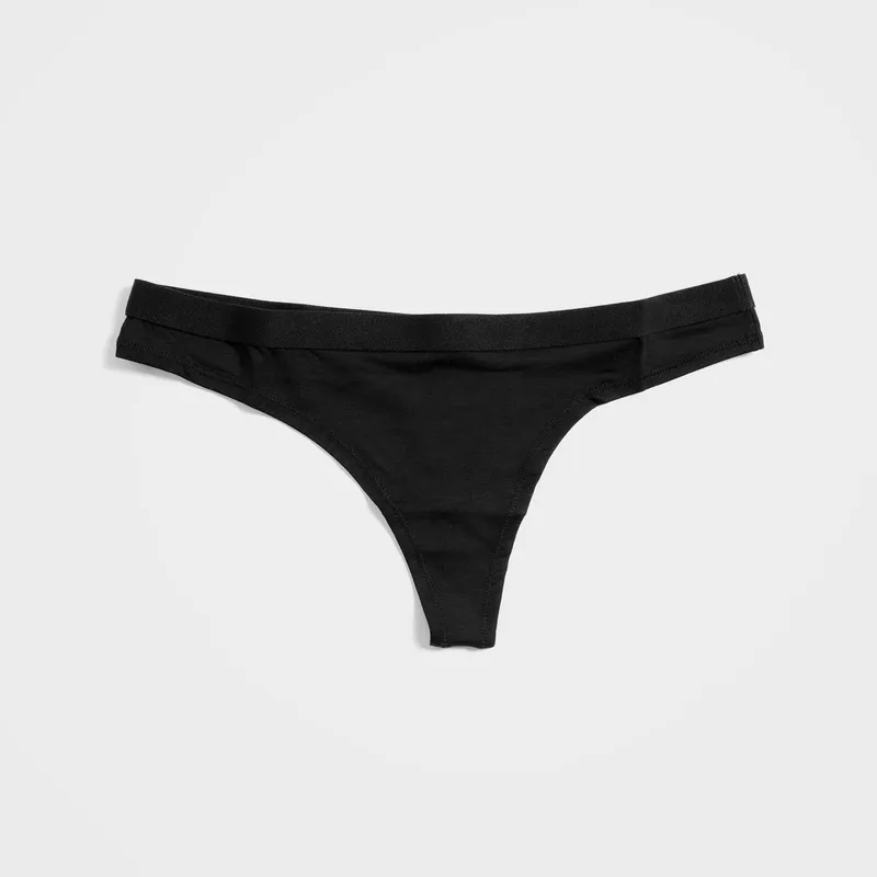Sustainable Black Tencel™ Lyocell Thong Underwear for Women, X-Small