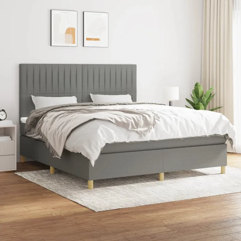 vidaXL Ramsäng med madrass mörkgrå 180×200 cm tyg (#1784)