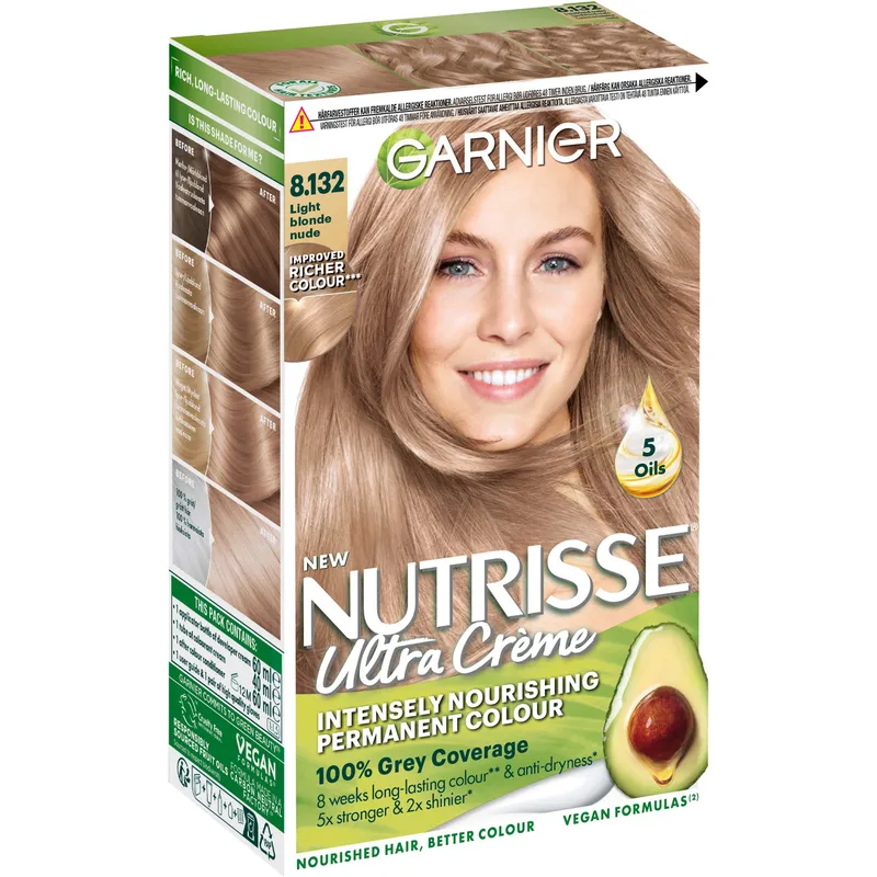 Garnier Nutrisse Ultra Créme Permanent Hårfärg 8.132 Light Blonde Nude