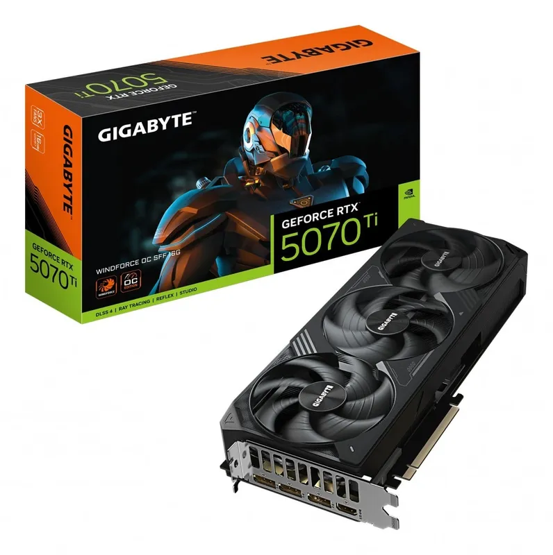 GIGABYTE GeForce RTX 5070 Ti WindForce 3 OC – 16GB GDDR7 RAM – Grafikkort