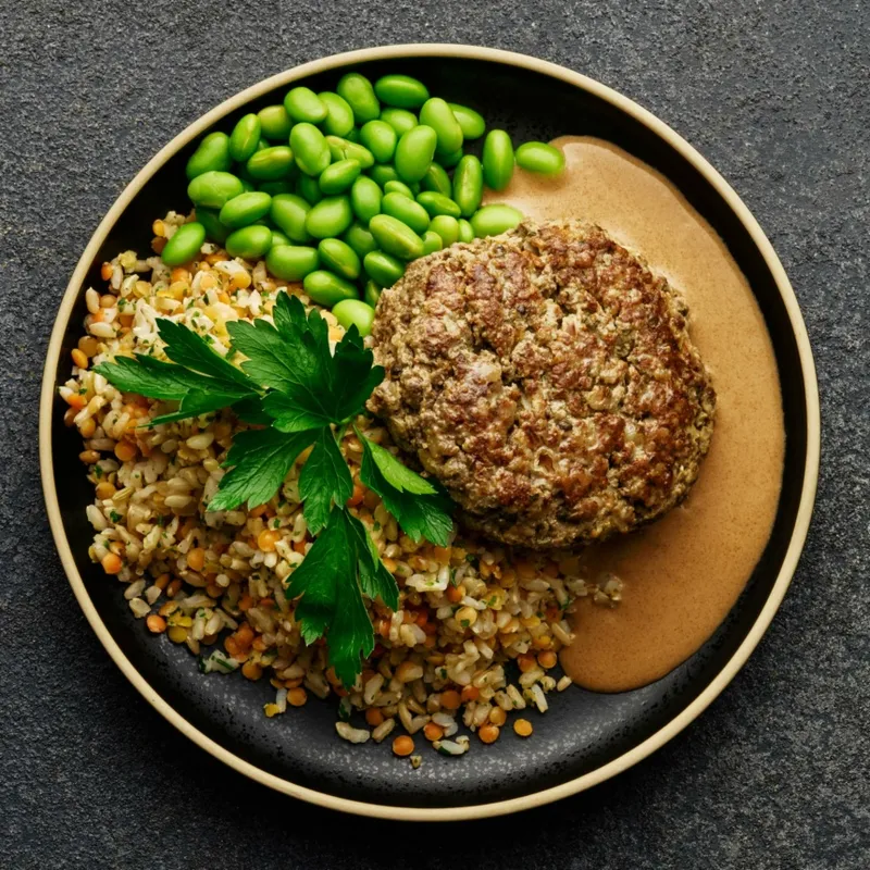 Grönpepparbiff med linsris och gräddsås