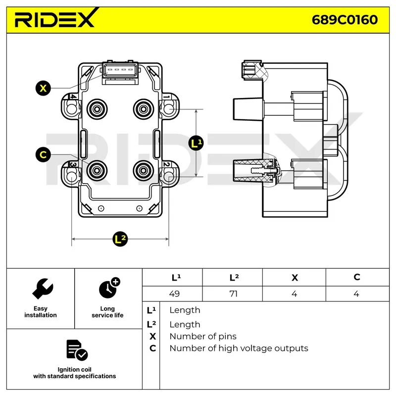 Tändspole RIDEX 689C0160