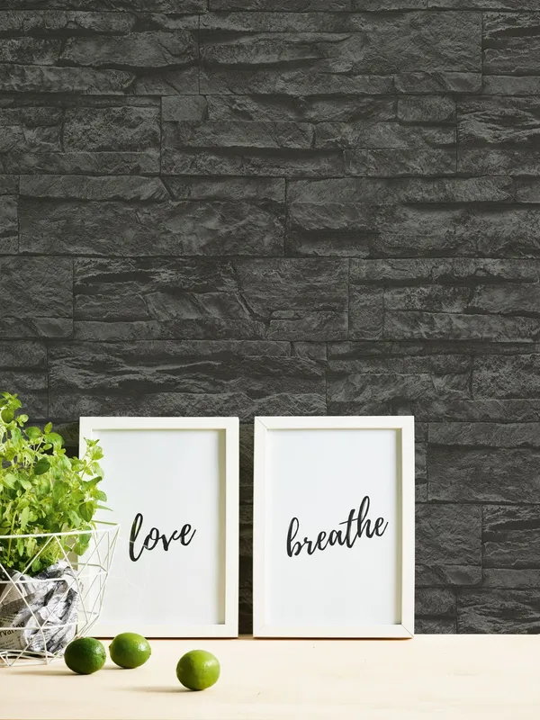 Living Walls Best of Wood´n Stone III T7123 Tapet grå/svart